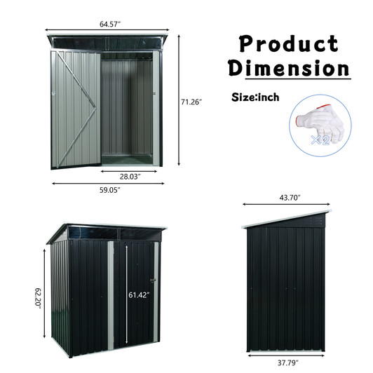 A2ZHOME TC53BL 5ft x 3ft Outdoor Metal Storage Shed: Compact, Durable, and Modern