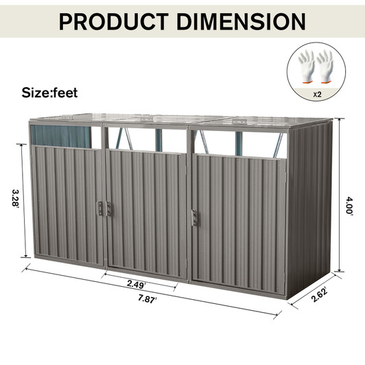 A2ZHOME Stores 3 Garbage Bin Shed: Secure and Stylish Storage for Your Trash Cans