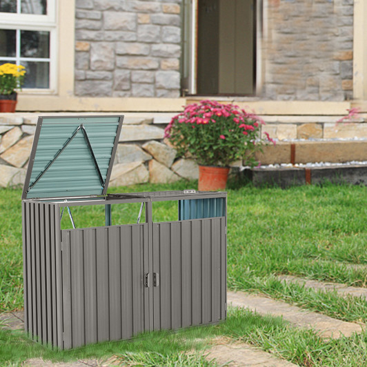 A2ZHOME Stores 2 Garbage Bin Shed: Secure and Stylish Storage for Your Trash Cans