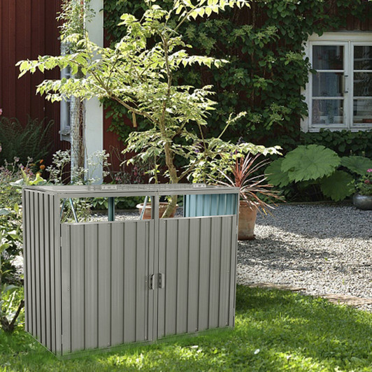 A2ZHOME Stores 2 Garbage Bin Shed: Secure and Stylish Storage for Your Trash Cans