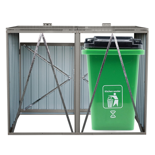 A2ZHOME Stores 2 Garbage Bin Shed: Secure and Stylish Storage for Your Trash Cans