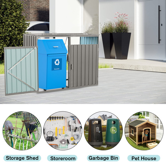 A2ZHOME Stores 2 Garbage Bin Shed: Secure and Stylish Storage for Your Trash Cans