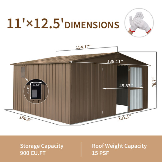 A2ZHOME Backyard Storage Shed 11' x 12.5': Spacious and Secure Outdoor Storage Solution