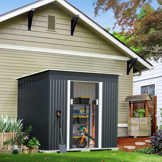 A2ZHOME 4.2 x 9.1 Ft Outdoor Storage Shed: Durable and Secure Metal Shed for Your Garden
