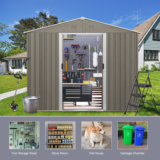 A2ZHOME 8x10ft Outdoor Metal Storage Shed: Durable and Spacious Storage Solution for Your Outdoor Needs
