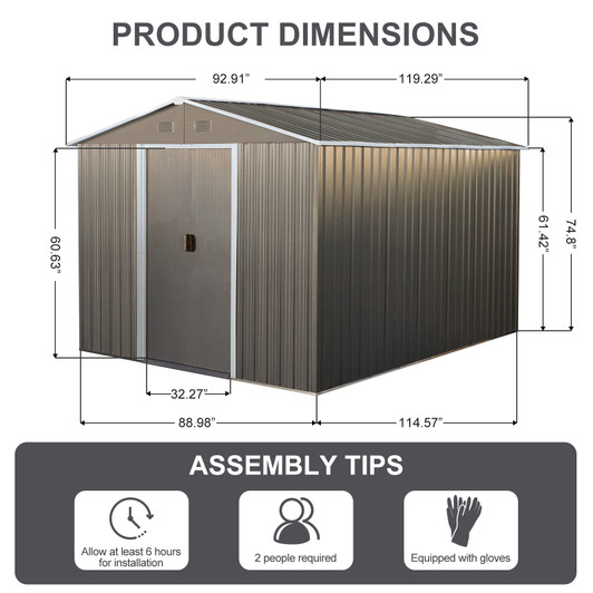 A2ZHOME 8x10ft Outdoor Metal Storage Shed: Durable and Spacious Storage Solution for Your Outdoor Needs