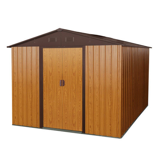 A2ZHOME 8ft x 10ft Outdoor Metal Storage Shed with Metal Floor Base: Stylish and Durable Storage Solution