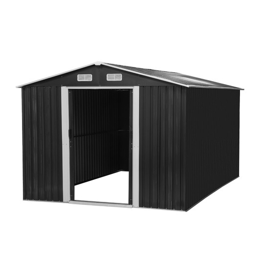 A2ZHOME 8'x12' Tool Shed: Durable Outdoor Storage in Charcoal Black