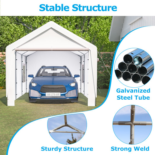 A2ZHOME 10x20 ft Heavy Duty Carport: Reliable All-Weather Protection for Your Vehicles
