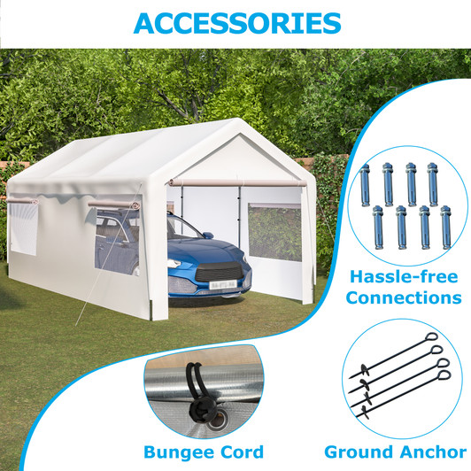 A2ZHOME 10x20 ft Heavy Duty Carport: Reliable All-Weather Protection for Your Vehicles