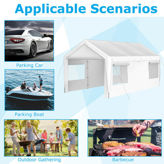 A2ZHOME 10x20 ft Heavy Duty Carport: Reliable All-Weather Protection for Your Vehicles