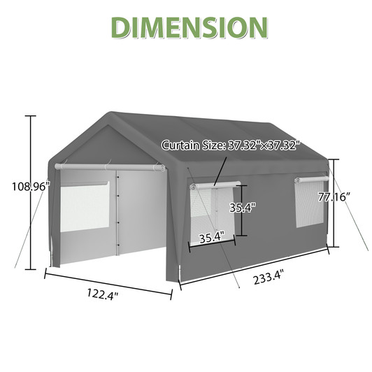 A2ZHOME 10x20 ft Heavy Duty Carport: Reliable All-Weather Protection for Your Vehicles