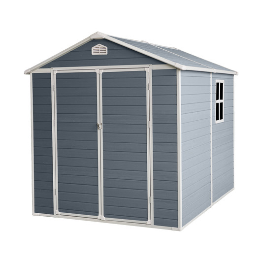 A2ZHOME 6x8ft Resin Outdoor Storage Shed Kit: Ideal Solution for Storing Patio Furniture in Grey