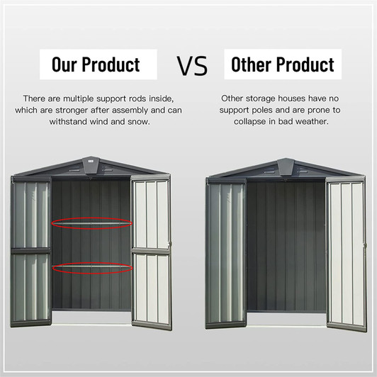A2ZHOME Outdoor Storage Shed 5.7x3 FT: Compact Metal Tool Shed with Lockable Double Door in Black