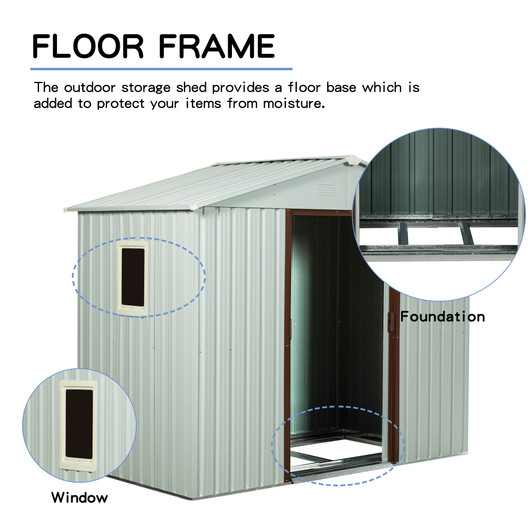 A2ZHOME 8ft x 4ft Outdoor Metal Storage Shed with Window: Sleek and Durable White Storage Solution