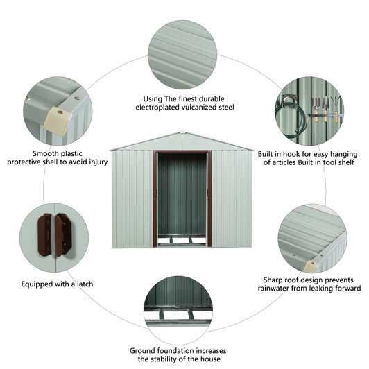 A2ZHOME 8ft x 4ft Outdoor Metal Storage Shed with Window: Sleek and Durable White Storage Solution