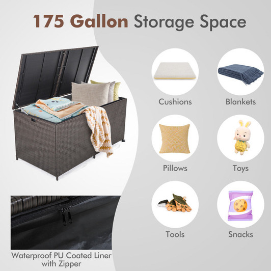 A2ZHOME 175 Gallon Outdoor Storage Box with Universal Wheels and Zippered Liner: Spacious, Mobile, and Durable Storage Solution