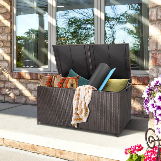 A2ZHOME 175 Gallon Outdoor Storage Box with Universal Wheels and Zippered Liner: Spacious, Mobile, and Durable Storage Solution