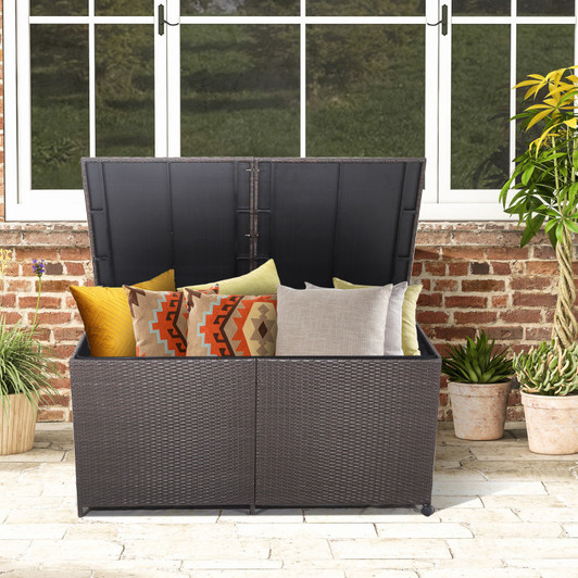 A2ZHOME 175 Gallon Outdoor Storage Box with Universal Wheels and Zippered Liner: Spacious, Mobile, and Durable Storage Solution