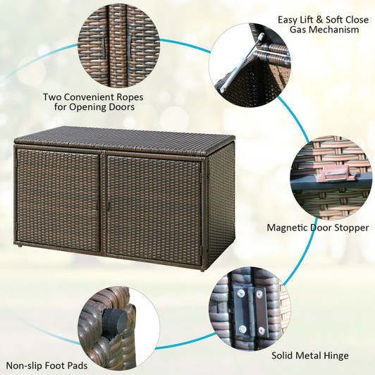A2ZHOME 88 Gallon Garden Patio Rattan Storage Container Box: Stylish, Spacious, and Weather-Resistant Storage Solution