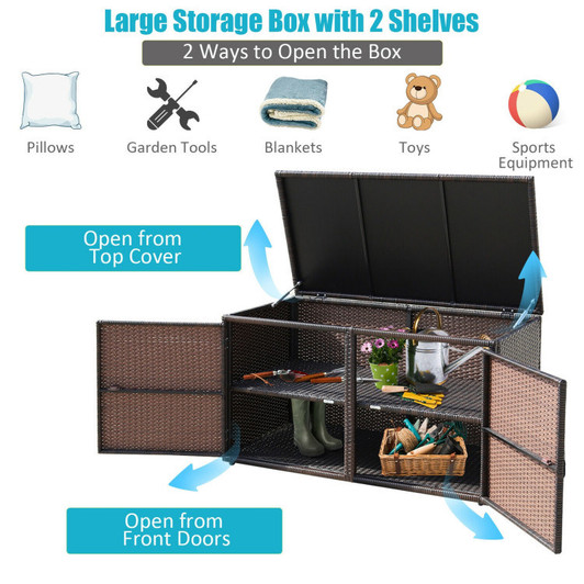 A2ZHOME 88 Gallon Garden Patio Rattan Storage Container Box: Stylish, Spacious, and Weather-Resistant Storage Solution