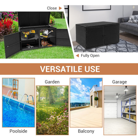 A2ZHOME 88 Gallon Garden Patio Rattan Storage Container Box: Stylish, Spacious, and Weather-Resistant Storage Solution