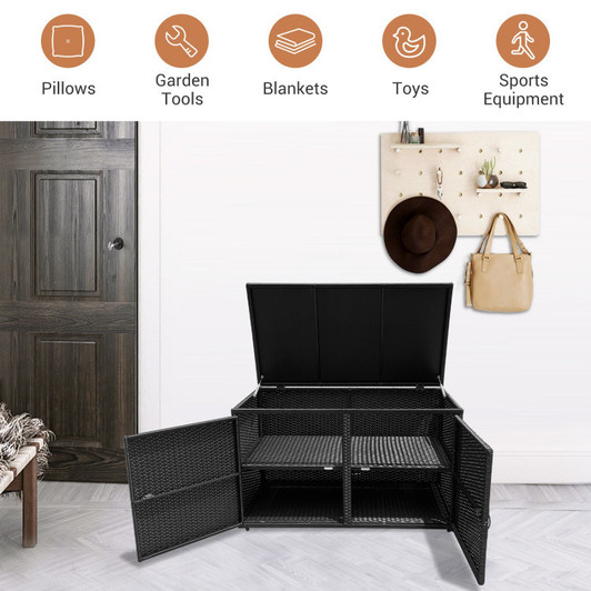 A2ZHOME 88 Gallon Garden Patio Rattan Storage Container Box: Stylish, Spacious, and Weather-Resistant Storage Solution