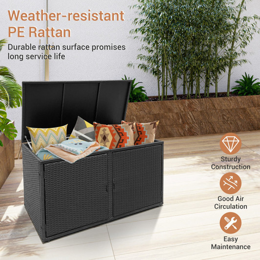 A2ZHOME 88 Gallon Garden Patio Rattan Storage Container Box: Stylish, Spacious, and Weather-Resistant Storage Solution