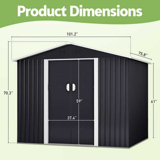 A2ZHOME 6 x 8 Ft Outdoor Storage Shed: Durable, Secure, and Spacious Metal Shed for Your Yard