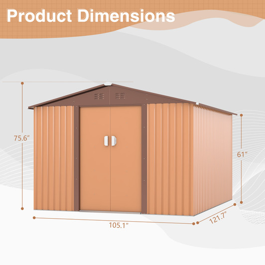 A2ZHOME 9.1' x 10.5' Outdoor Metal Storage Shed: Spacious, Secure, and Ventilated Shed for Your Backyard