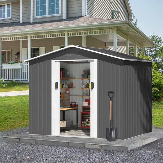 A2ZHOME 6 x 8 Ft Outdoor Storage Shed: Secure, Spacious, and Durable Metal Shed for Your Patio