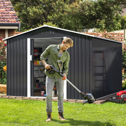 A2ZHOME 9.1' x 10.5' Outdoor Metal Storage Shed: Spacious, Secure, and Ventilated Shed for Your Outdoor Needs