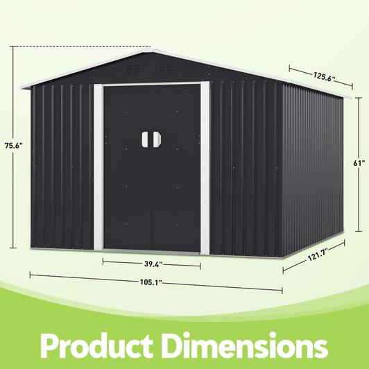 A2ZHOME 9.1' x 10.5' Outdoor Metal Storage Shed: Spacious, Secure, and Ventilated Shed for Your Outdoor Needs