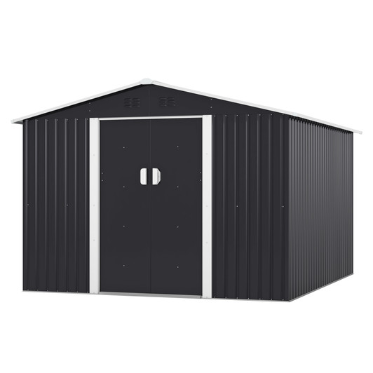 A2ZHOME 9.1' x 10.5' Outdoor Metal Storage Shed: Spacious, Secure, and Ventilated Shed for Your Outdoor Needs