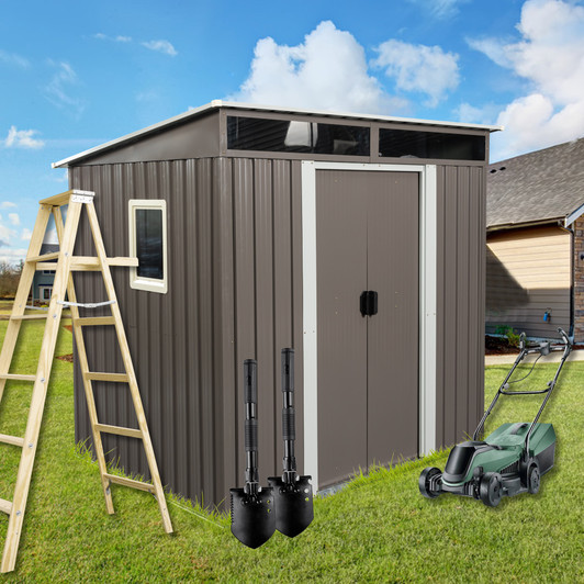 A2ZHOME 6ft x 5ft Outdoor Metal Storage Shed with Window: Durable and Secure Storage with a Modern Touch