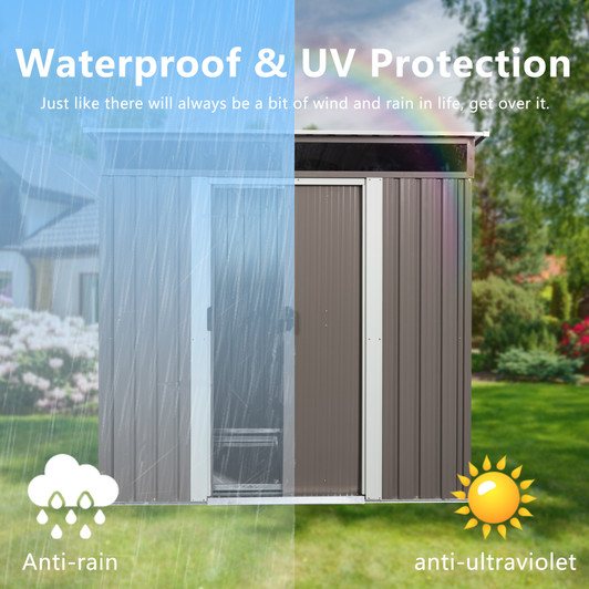 A2ZHOME 6ft x 5ft Outdoor Metal Storage Shed with Window: Durable and Secure Storage with a Modern Touch
