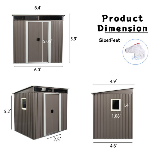 A2ZHOME 6ft x 5ft Outdoor Metal Storage Shed with Window: Durable and Secure Storage with a Modern Touch