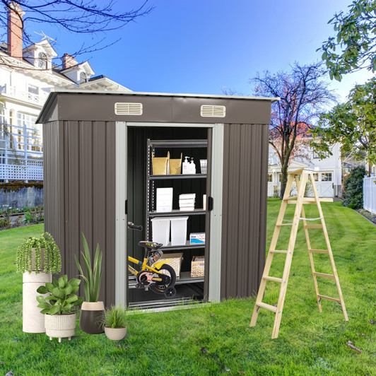 A2ZHOME 6ft x 4ft Outdoor Metal Storage Shed: Compact and Durable Storage Solution for Your Backyard