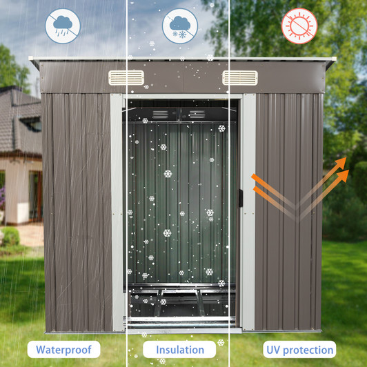 A2ZHOME 6ft x 4ft Outdoor Metal Storage Shed: Compact and Durable Storage Solution for Your Backyard