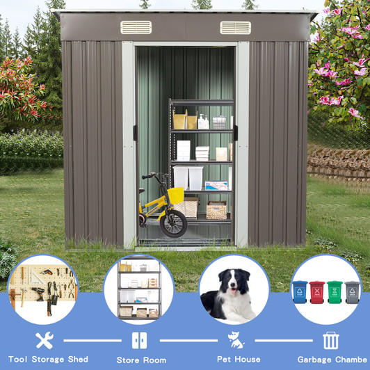 A2ZHOME 6ft x 4ft Outdoor Metal Storage Shed: Compact and Durable Storage Solution for Your Backyard