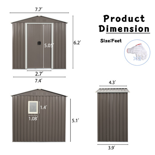 A2ZHOME 8ft x 4ft Outdoor Metal Storage Shed with Window: Spacious and Secure Storage for Your Outdoor Needs