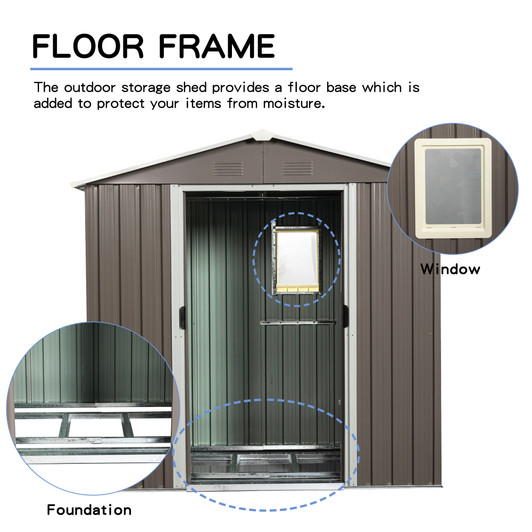 A2ZHOME 8ft x 4ft Outdoor Metal Storage Shed with Window: Spacious and Secure Storage for Your Outdoor Needs