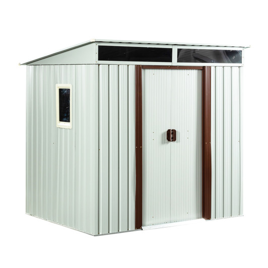 A2ZHOME 6ft x 5ft Outdoor Metal Storage Shed with Window (White): Compact and Durable Storage Solution for Your Outdoor Space