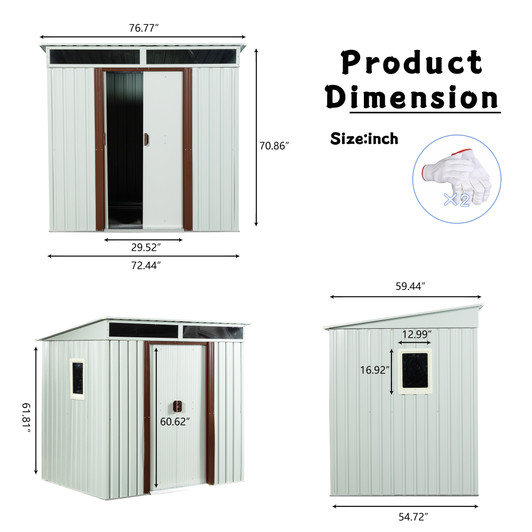 A2ZHOME 6ft x 5ft Outdoor Metal Storage Shed with Window (White): Compact and Durable Storage Solution for Your Outdoor Space