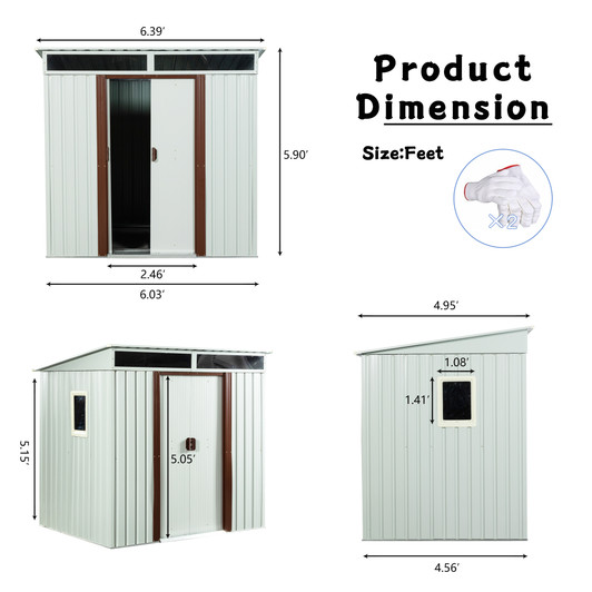 A2ZHOME 6ft x 5ft Outdoor Metal Storage Shed with Window (White): Compact and Durable Storage Solution for Your Outdoor Space
