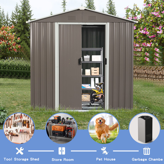 A2ZHOME 8ft x 4ft Outdoor Metal Storage Shed: Reliable and Spacious Storage for Your Outdoor Essentials
