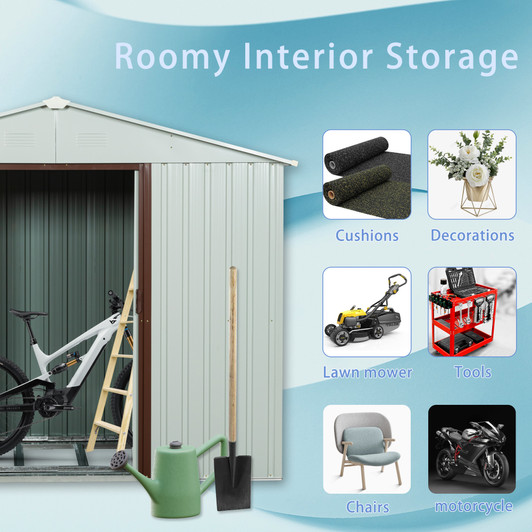 A2ZHOME 8ft x 4ft Outdoor Metal Storage Shed White YX48: Elegant and Durable Storage Solution for Your Outdoor Needs