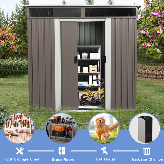 A2ZHOME 6ft x 5ft Outdoor Metal Storage Shed with Transparent Plate: Modern and Durable Storage for Your Outdoor Essentials