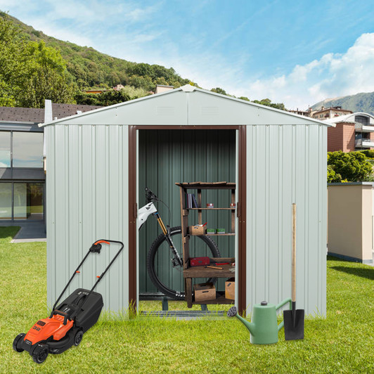 A2ZHOME RY-SDYX56-W 6ft x 5ft Outdoor Metal Storage Shed White: Stylish and Sturdy Outdoor Storage Solution