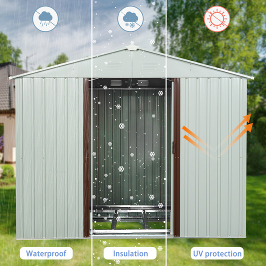A2ZHOME RY-SDYX56-W 6ft x 5ft Outdoor Metal Storage Shed White: Stylish and Sturdy Outdoor Storage Solution